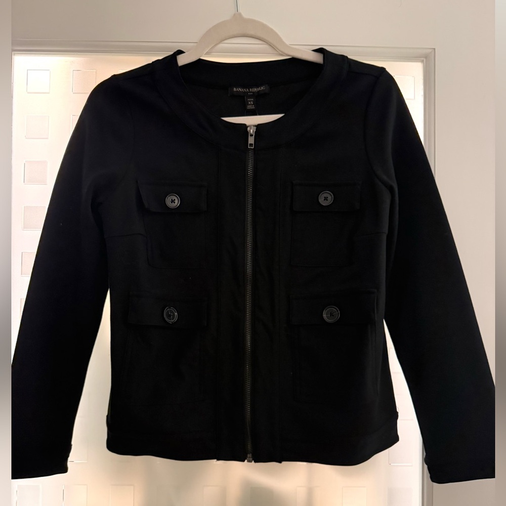 Banana Republic Black Zip-Front Pocket Jacket